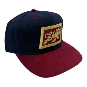 NEW VINTAGE SCHLITZ MALT LIQUOR BLUE MAROON BUCKLE BACK HAT CAP ADULT RETRO